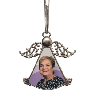 Personalised Metal Christmas Ornament – Angel-Shaped Keepsake